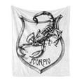 thumbnail image 1 of Astrology Soft Flannel Fleece Throw Blanket, Black and White Heraldry Zodiac Scorpio Image Graphic with Claws Stars Design, Cozy Plush for Indoor and Outdoor Use, 50" x 60", Black White, by Ambesonne, 1 of 5