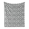 thumbnail image 1 of Astrology Soft Flannel Fleece Throw Blanket, Floral Mandala Sun Face Pattern Bohemian Theme Oriental Folk Ornament, Cozy Plush for Indoor and Outdoor Use, 50" x 70", White Black, by Ambesonne, 1 of 6