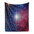 thumbnail image 1 of Astrology Soft Flannel Fleece Throw Blanket, Horoscope Geometrical Dots Connected Star Shapes Image, Cozy Plush for Indoor and Outdoor Use, 70" x 90", Blue White and Red, by Ambesonne, 1 of 6