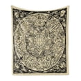 thumbnail image 1 of Astrology Soft Flannel Fleece Throw Blanket, Series of Mystic Esoteric Old Map with Man with Vintages, Cozy Plush for Indoor and Outdoor Use, 50" x 70", Ecru Black, by Ambesonne, 1 of 5