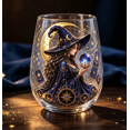 thumbnail image 1 of Astrology Starry Witch Stemless Tumbler, 2D Detailed Printed Glass Drinking Cup, Mystical Lunar Pattern Glassware for Kitchen, Bar and Everyday Household Use (Blue), 1 of 6