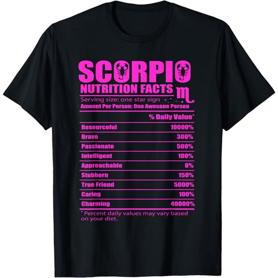 Astrology T-Shirt Scorpio Nutrition Facts Horoscope Zodiac Sign