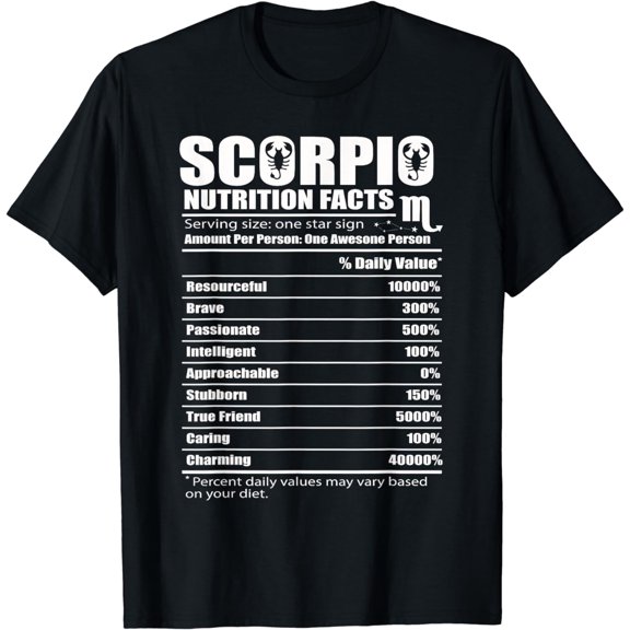 Astrology T-Shirt Scorpio Nutrition Facts Horoscope Zodiac Sign