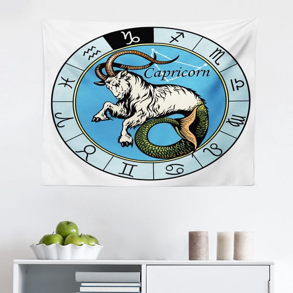 Astrology Tapestry, Leo Zodiac Sign on Plain Background Sun Mystic Lion King Self Power Universe Theme, Fabric Wall Hanging Decor for Bedroom Living Room Dorm, 2 Sizes, Orange, by Ambesonne