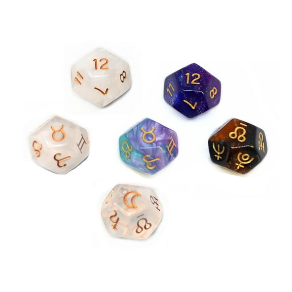 Astrology Tarot Card Dice Glitter 12-Sided Divination Toys Dices for Magic Funny Tools