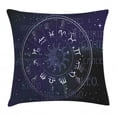 thumbnail image 1 of Astrology Throw Pillow Cushion Cover, Horoscope Zodiac Sign in Circle Wheel Shape on Star Seem Backdrop Print, Decorative Square Accent Pillow Case, 20 X 20 Inches, Dark Blue and White, by Ambesonne, 1 of 2