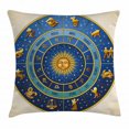 thumbnail image 1 of Astrology Throw Pillow Cushion Cover, Wheel of Astrological Signs Names and Dates with Moon Sun in Middle, Decorative Square Accent Pillow Case, 16 X 16 Inches, Blue Light Blue and Gold, by Ambesonne, 1 of 2