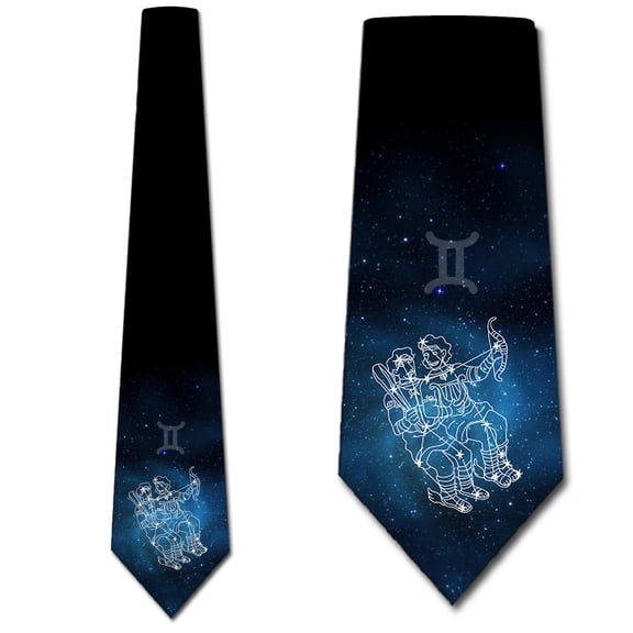 Astrology Ties Mens Gemini Star Sign Necktie by Three Rooker