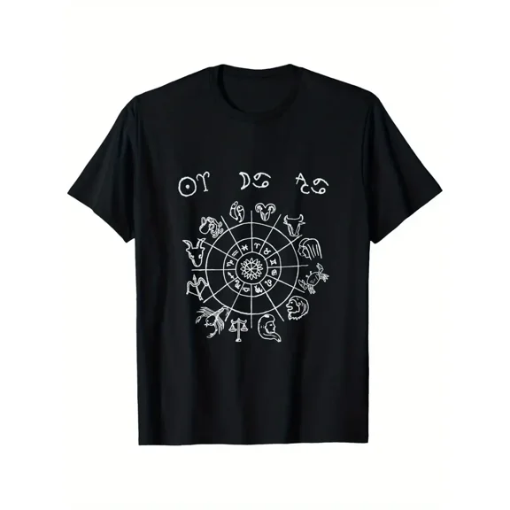 Astrology Zodiac Wheel Chart Graphic Tee for Men Women Cotton Short Sleeve