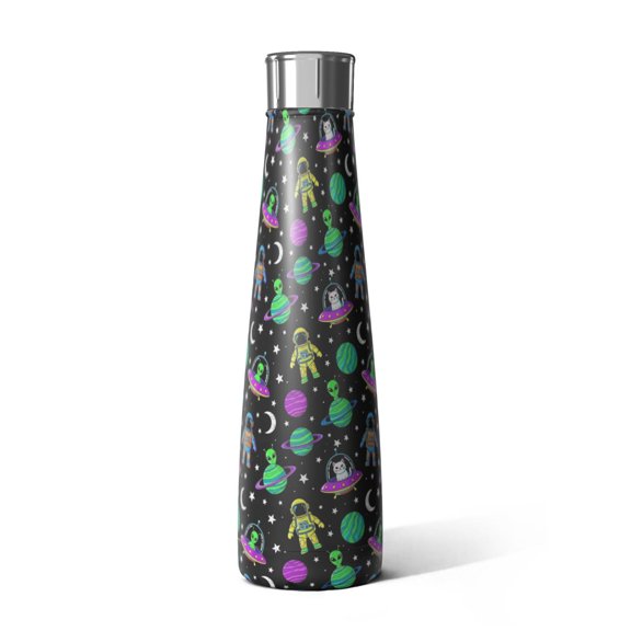 Astronaut and Alien Black Pattern Cola Shaped Water Bottle 1 Pack, Vacuum Insulated Double Wall Drink Bottle 304 Stainless Steel Inner Liner Gifts Ideas for Home Office Outdoor Sports Car