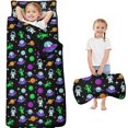 Astronaut and Alien Black Pattern Kids Nap Mat, Daycare Sleep Mat with ...
