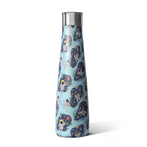 Astronaut and Alien Blue Pattern Cola Shaped Water Bottle 1 Pack, Vacuum Insulated Vacuum Cola Tumbler Sweat Free Exterior Gifts Ideas for Birthday Holiday Party