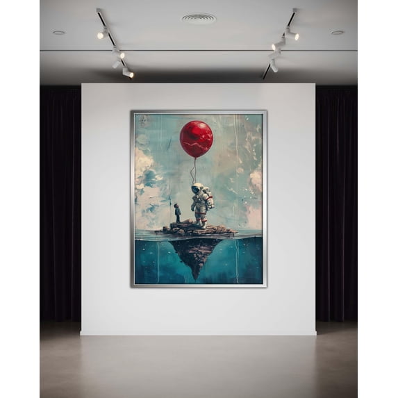 Astronaut And Balloon Surreal Space Art Dreamy Floating Island Artwork ...