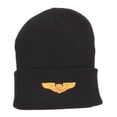 thumbnail image 1 of Astronaut Badge Embroidered Long Beanie - Black OSFM, 1 of 5