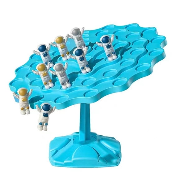 Astronaut Balance Tree Stacking Game, Large Family Game with Figures, Penalty Spinner & Storage Bag for Educational Fun and Motor Skills Blue