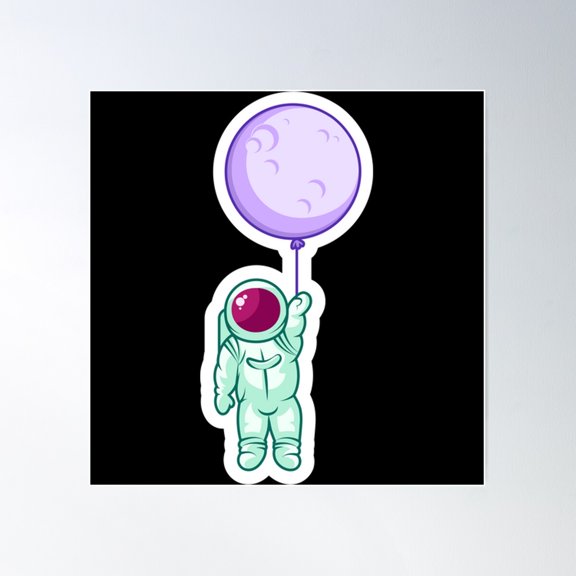 Astronaut Ball Moon Poster Wall Art, Modern Wall Decor For Living Room Bedroom, 24x24 UNFRAMED