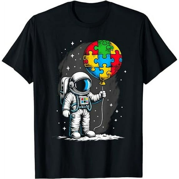Astronaut Balloon Autism Awareness Space Autistic Kids Boys T-Shirt