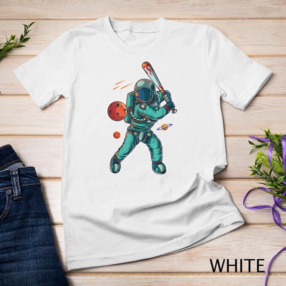 Astronaut Baseball Softball Strike Planet Moon Landing T-Shirt