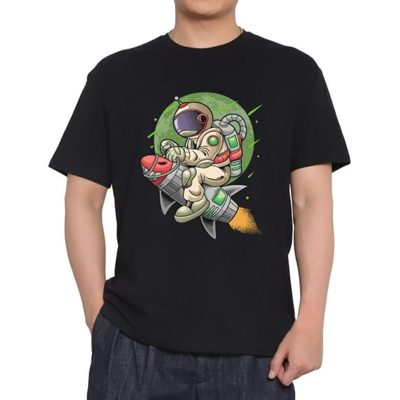 Astronaut Basic Black T-Shirts Big and Tall Graphic Tees Men's T-Shirt