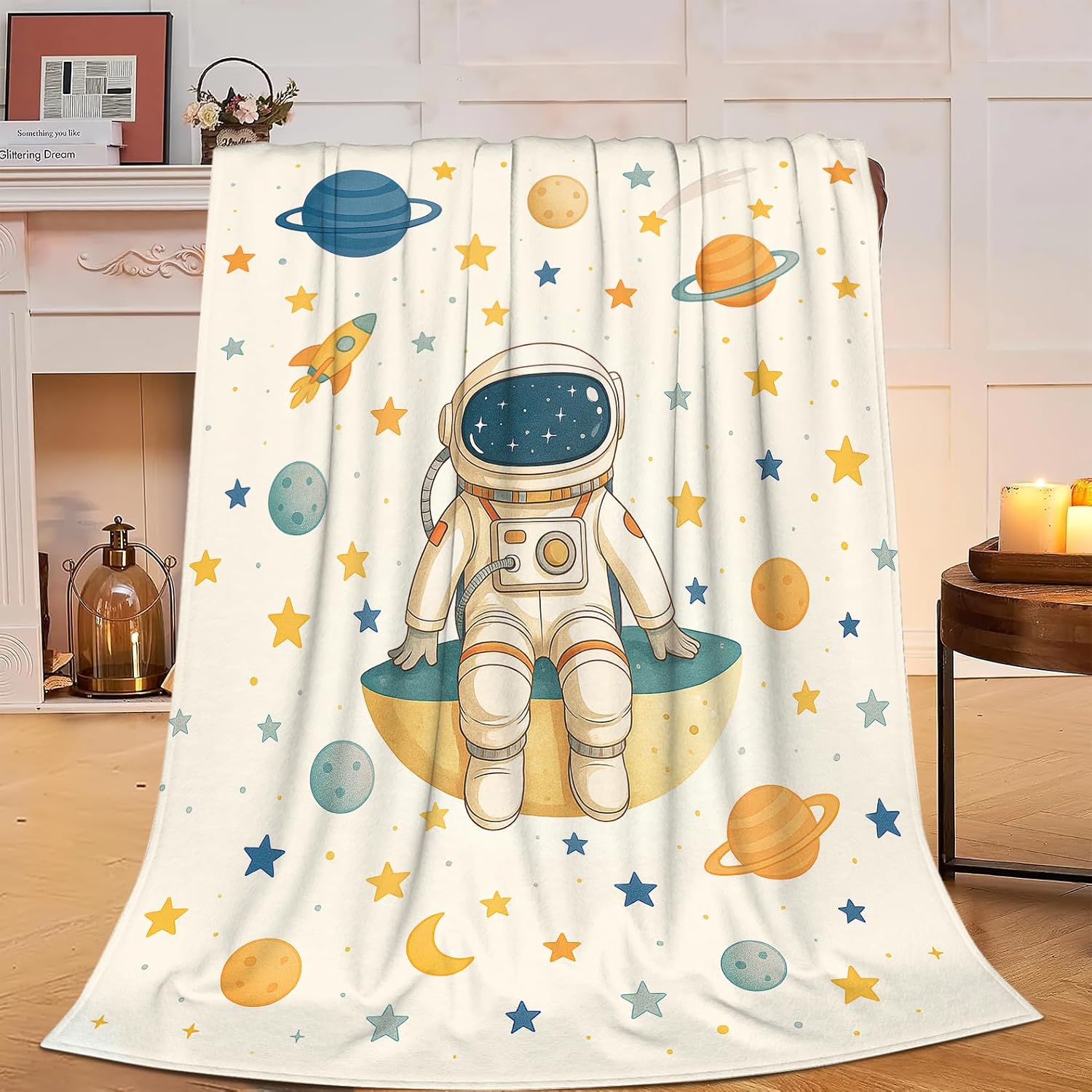 Astronaut Blanket Super Soft Warm Fluffy Fleece Flannel Space Blanket Cozy Fuzzy Plush Stuff Spaceman Bedding Blankets Gifts for Women Users men Women Adults 50"X40"