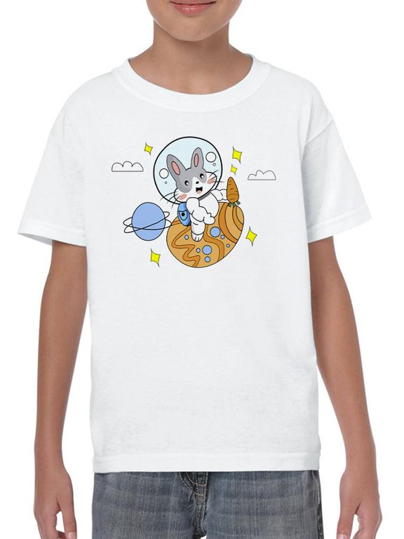 Astronaut Bunny On Egg T-Shirt Juniors -Image by Shutterstock, Medium