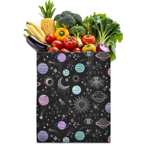 Astronaut Canvas Tote Bag Space Galaxy Planet Starry Night Cosmos Outer Space Cute Celestial Star Constellation Moon and Stars Nebula Sci-fi Lovers Reusable Tote Bag Eco-Friendly Lightweight Foldable