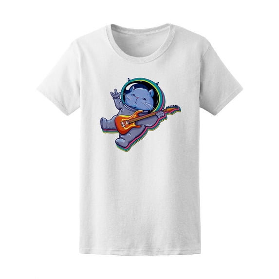 Astronaut Cat Playing The Guitar Tee Women's -Image by Shutterstock