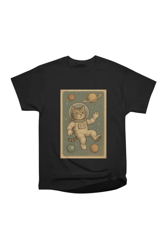 Astronaut Cat with Planets T-Shirt Tee Gift For Him Merch For Her Apparel For Friend