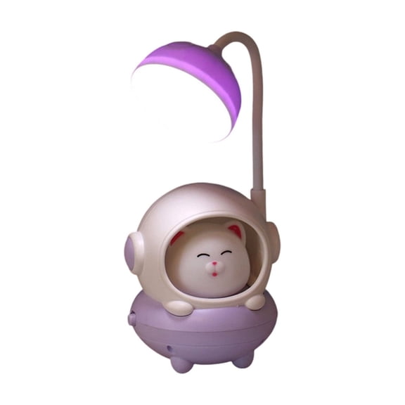 Astronaut Cats Desk Lamp, USB Rechargeable Table Light With Pen Container For Bedroom Office Study, Flexible Gooseneck Lamp For Workspace Lighting And Desk Decor