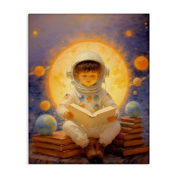 Astronaut Child Learning Canvas Wall Art, design by Angie Hawke