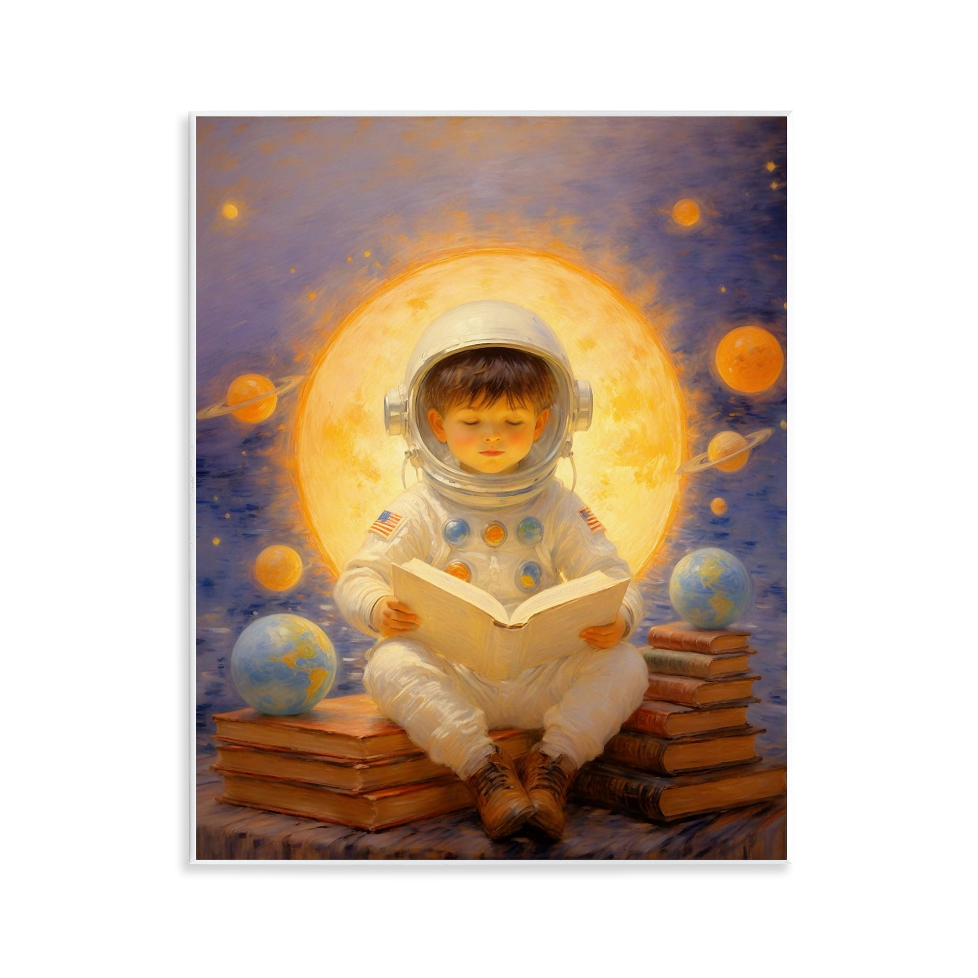 Astronaut Child Learning Wall Plaque Art, design by Angie Hawke