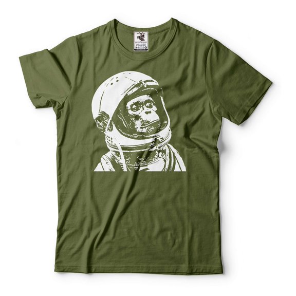 Astronaut Chimp Monkey Shirt Astronaut Gifts Astronaut Monkey Shirt Astronaut Patriotic Shirts (Large Military Green)