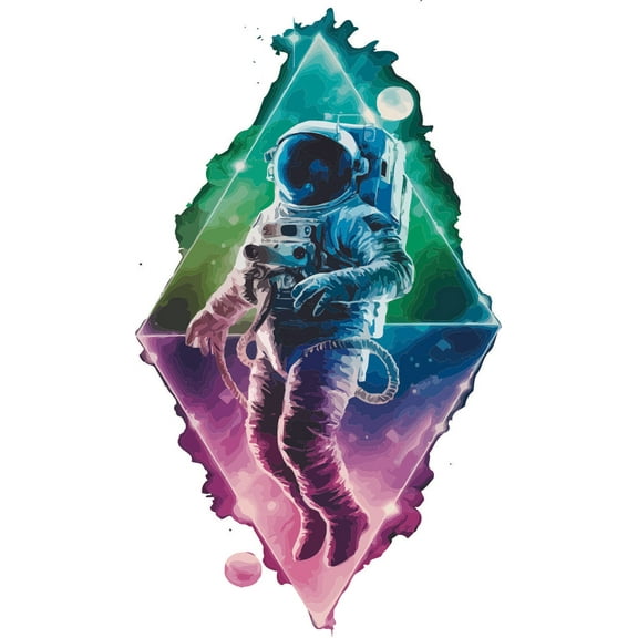 Astronaut Colorful Art Moon Universe Planet Science Galaxy Outer Space Solar System Moon Wall Art Sticker Designs Vinyl Stickers For Home House Walls Rooms Windows Bedroom Decoration Size (7x12 inch)