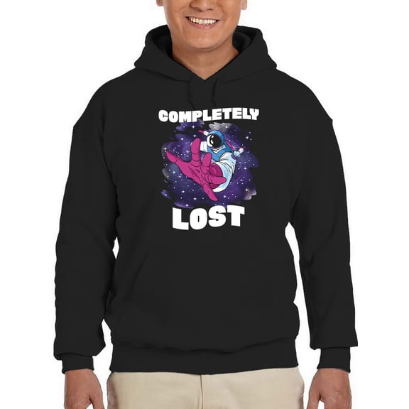 Astronaut Completely Lost Hoodie Men -Smartprints Designs, Male 3X-Large