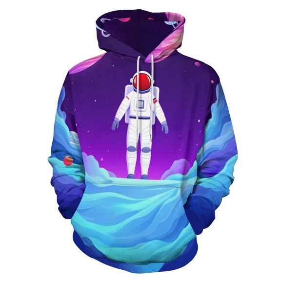 Astronaut Cosmic Adventure Men's Women Vintage 3D Hooded Sweatshirt - All-Season Loose Fit Streetwear