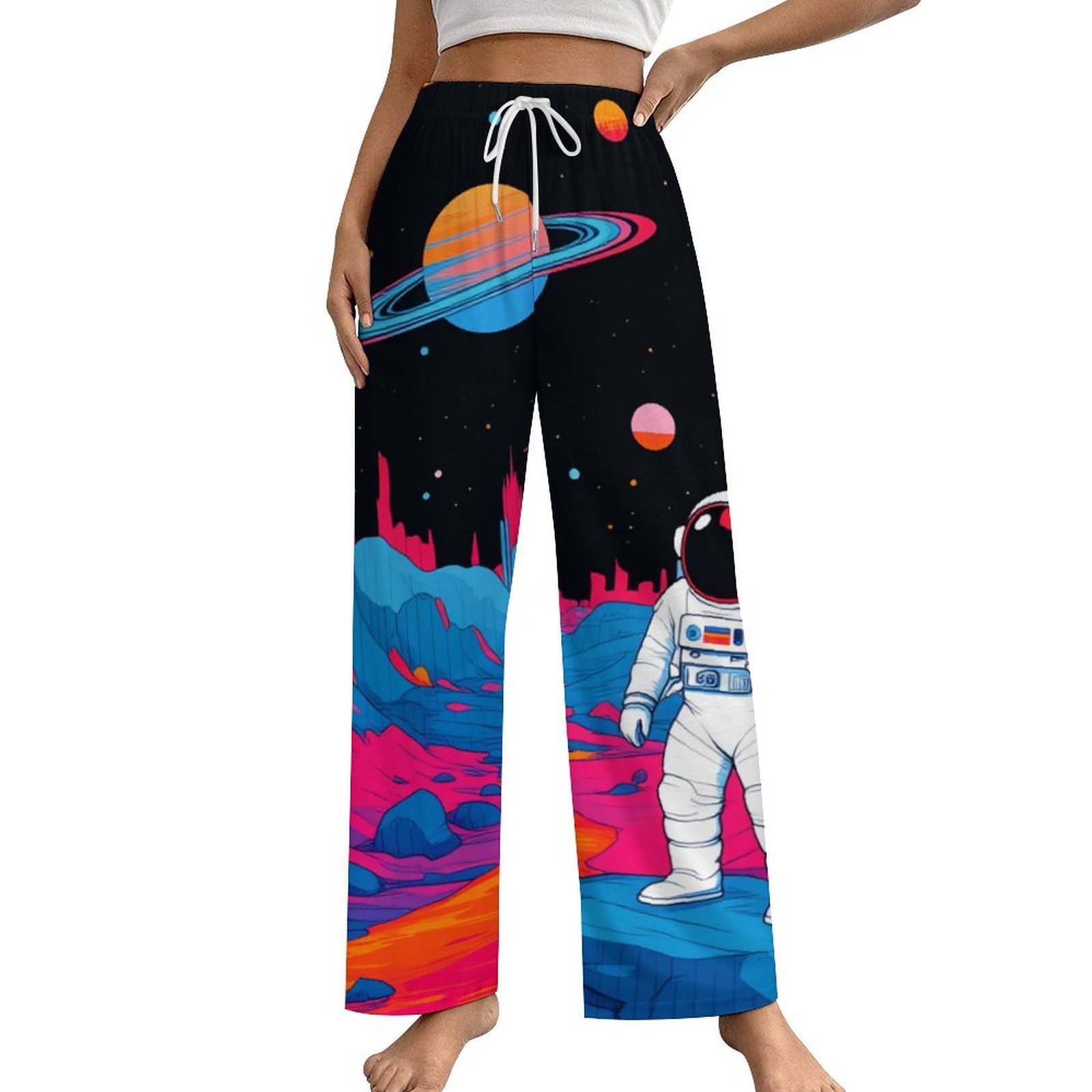 Astronaut Cosmic Adventure Pajamas For Women Loose Retro Night Pajama ...