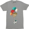 thumbnail image 1 of Astronaut Cosmonaut Holding Planet Moon Balloons Men's Gift Tee Shirt, 1 of 4