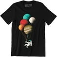 thumbnail image 1 of Astronaut Cosmonaut Holding Planet Moon Balloons Men's Gift Tee Shirt, 1 of 4