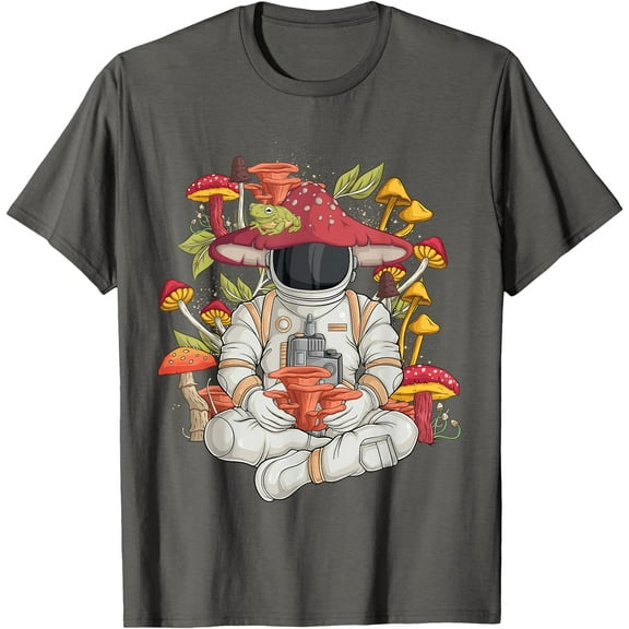Astronaut Cottagecore frog Aesthetic Graphic Unisex T-Shirt for Men Women Kids Toddler,Charcoal Color,Size YXS