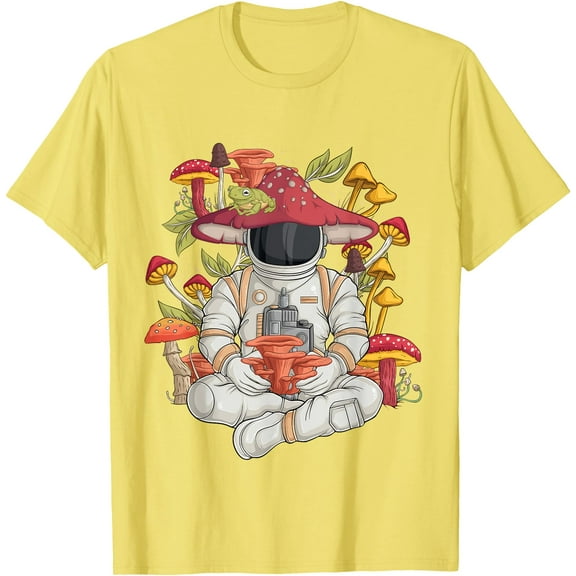 Astronaut Cottagecore frog Aesthetic Graphic Unisex T-Shirt for Men Women Kids Toddler,Cornsilk Color,Size L