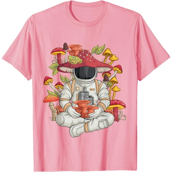 Astronaut Cottagecore frog Aesthetic Graphic Unisex T-Shirt for Men Women Kids Toddler,Light Pink Color,Size YL