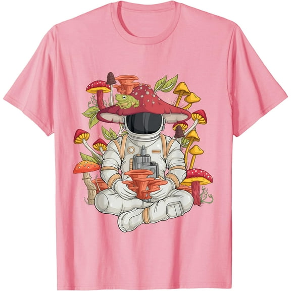 Astronaut Cottagecore frog Aesthetic Graphic Unisex T-Shirt for Men Women Kids Toddler,Light Pink Color,Size YXS