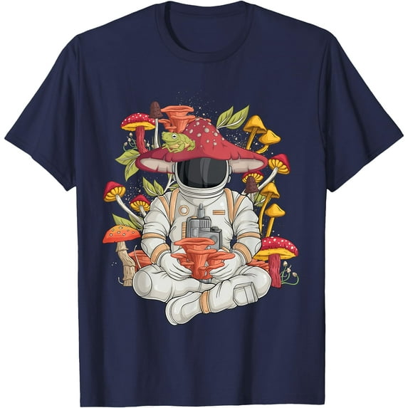 Astronaut Cottagecore frog Aesthetic Graphic Unisex T-Shirt for Men Women Kids Toddler,Navy Color,Size 5XL