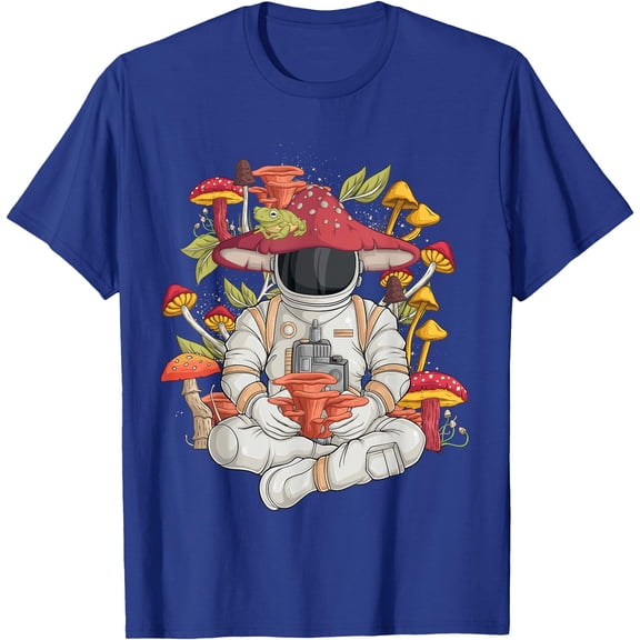 Astronaut Cottagecore frog Aesthetic Graphic Unisex T-Shirt for Men Women Kids Toddler,Royal Blue Color,Size M