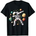 thumbnail image 1 of Astronaut Dabbing in Space Cosmic Galaxy Adventure Tee T-Shirt, 1 of 5