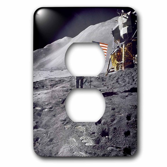 3dRose, Astronaut Dave Scott Salutes American Flag On The Moon, 2 plug outlet cover