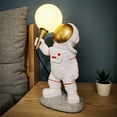 thumbnail image 1 of Astronaut Desk Lamp, Modern Resin Spaceman Moon Nightstand Lamp for Bedroom Children's Room Decor White and Gold, 1 of 8