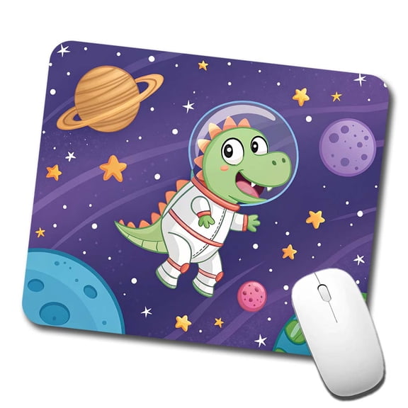 Astronaut Dinosaur Floating Outer Space Planets Mouse Pad Low Profile Gaming Mat
