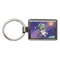 thumbnail image 1 of Astronaut Dinosaur In Space Suit Planets Metal Rectangle Keychain, 1 of 7