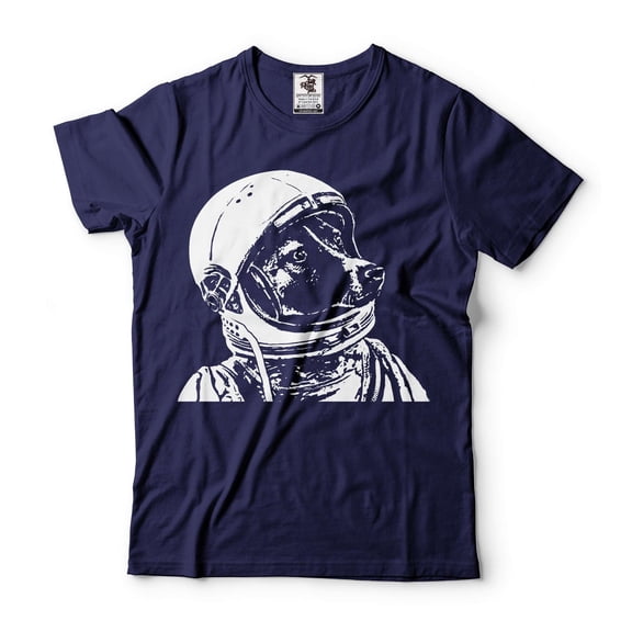 Astronaut Dog Shirt Space Dog T-Shirt Astronaut Laika Tee Shirt Dog Shirts Dog Owner Gift (XX-Large Navy Blue)